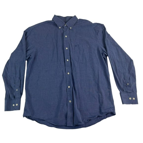 IZOD Button Down Men's L Blue 100% Cotton Office Workwear Business Casual - Picture 1 of 5